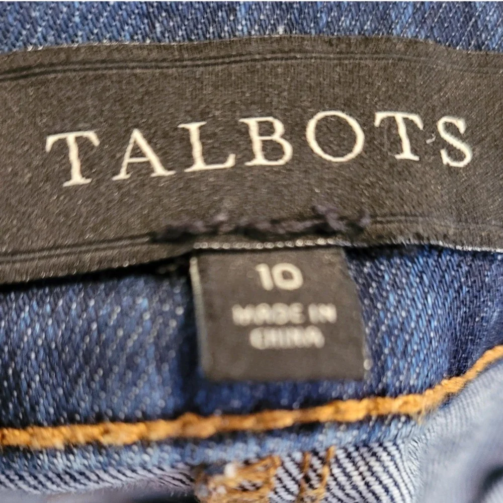 Talbots Denim Mini Skirt‎ Dark Wash 10 Button Front Nautical Coastal Classic - Picture 4 of 5